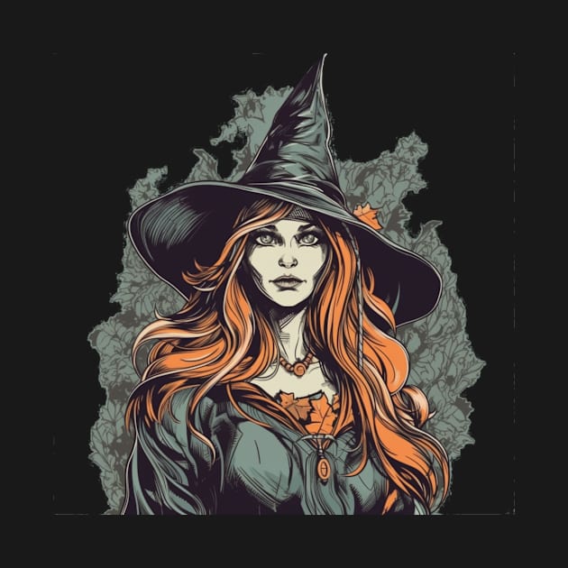 Gloomy beautiful witch / Wicca with red hair by Unelmoija