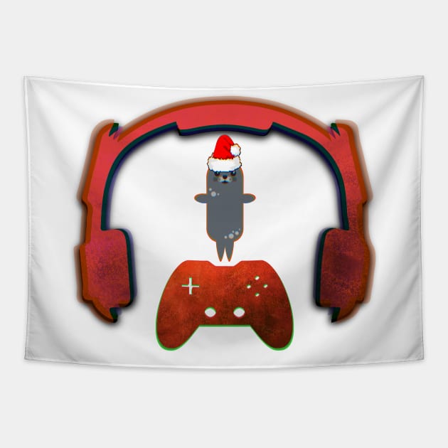 Christmas Sea Otter - Gaming Music Headphones - Christmas Holiday Gift Tapestry by MaystarUniverse