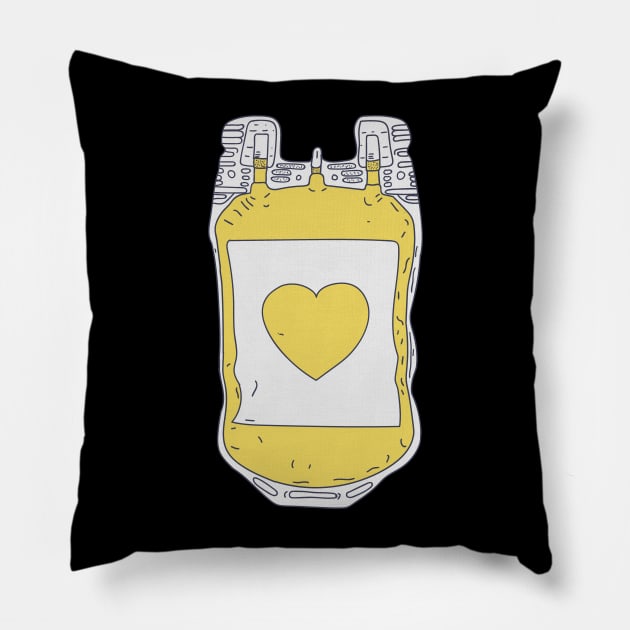 Plasma Donor - Yellow Heart - Plasma Chemist Pillow by DeWinnes