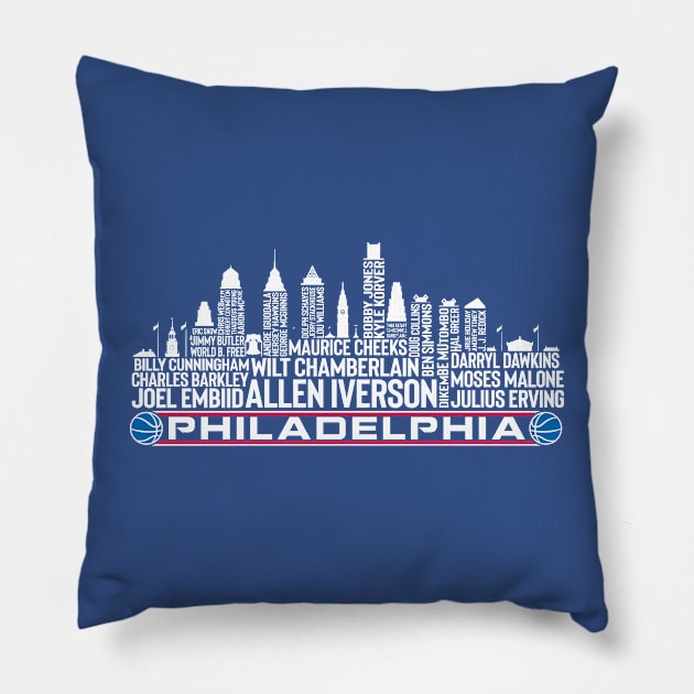 Philadelphia City Basketball Team All Time Legends, Philadelphia City Skyline Pillow by Legend Skyline