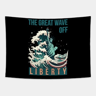 The Great Wave Off Liberty Tapestry