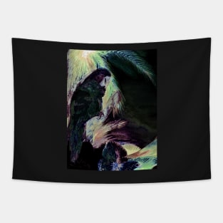 BLACK ABSTRACT COCKATOO DECO POSTER PALM PRINT TROPICAL ART DESIGN Tapestry