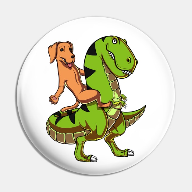 Labrador Retriever Riding T-Rex Dinosaur Pin by underheaven