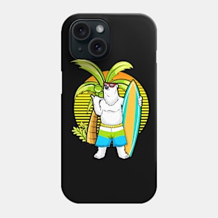 Polar Bear in Swim Trunks, Sunglasses and Surf Board Funny Phone Case