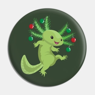 Festive Axolotl (Green) Pin