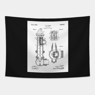 Fire Hydrant Patent - Fireman Fire House Art - White Tapestry