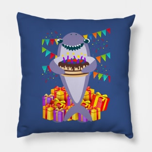 HAPPY BIRTHDAY SHARK CAKE Pillow