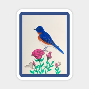 New York state bird and flower, the bluebird and rose Magnet