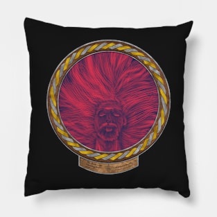 The Dude with Flowing Hair (frame  gold silver celtic rope) Pillow