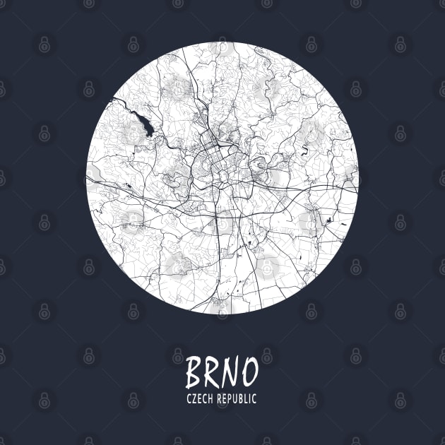 Brno, Czech Republic City Map - Full Moon by deMAP Studio