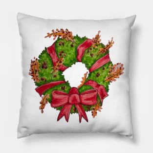 Warm Holiday Wreath Pillow