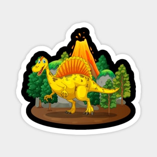 Dinosaur and Volcano Magnet