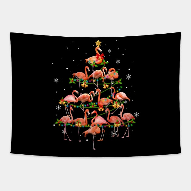 Cute Flamingo Christmas Tree Xmas Gift Tapestry by Simpsonfft