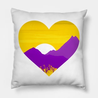Intersex mountainscape subtle heart Pillow