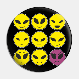 Funny Alien Heads And Facial Expressions As Pattern Pin