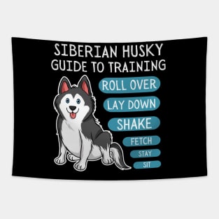 siberian husky guide to training-black and white husky dog Tapestry