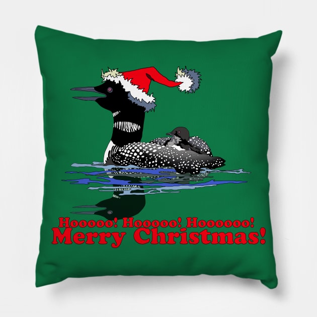 Merry Christmas Loon Pillow by Zodiart