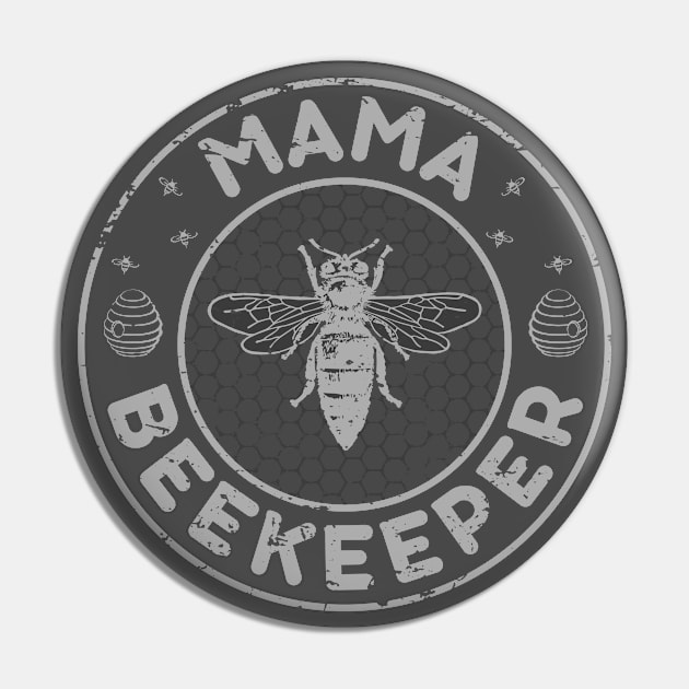 Mama Beekeeper, Bee Whisperer Distressed Retro Style Design Pin by PugSwagClothing