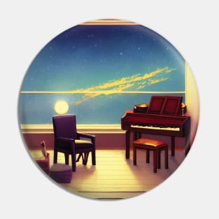 Classic Piano Under the Bright Sky Pianist Life in the Galaxy Space Pin