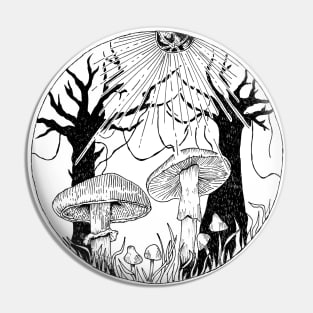 Enchanted forest with mushrooms Pin