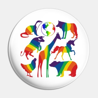 Rainbow Animals Sticker Pack & All Over Print Pin