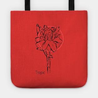 Tropical flower on red circle Tote