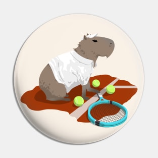 Capybara Tennis - White Pin