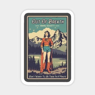 Funny Hiking Mom Women Hiking Quotes Vintage Girl with Superpower of Hiking Magnet