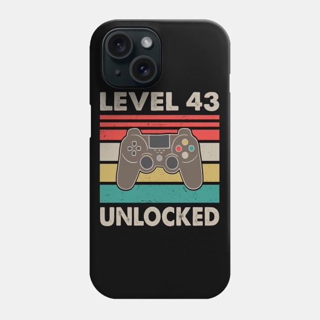 Level 43 Unlocked - 1977 43rd Birthday Gift Men & Women Phone Case by Merchofy