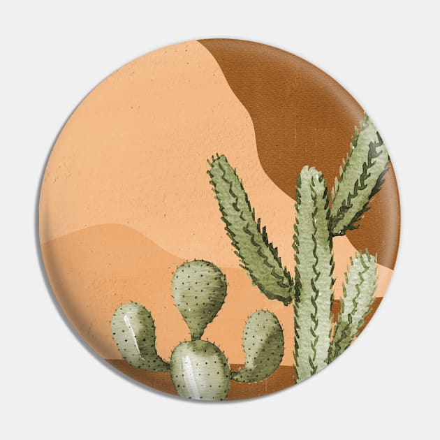 Watercolor Desert Landscape Night Pin by ArunikaPrints