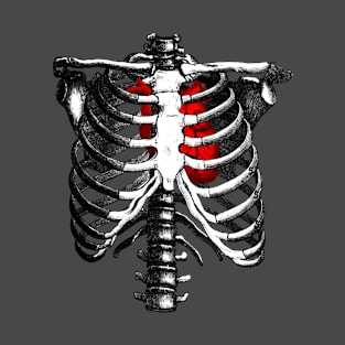 Ribcage Skeleton Red Heart Anatomy T-Shirt