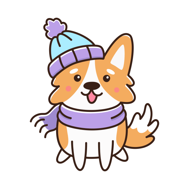 Winter corgi dog by Viaire