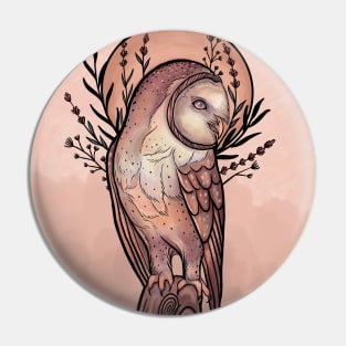 Coral Boho Owl Pin