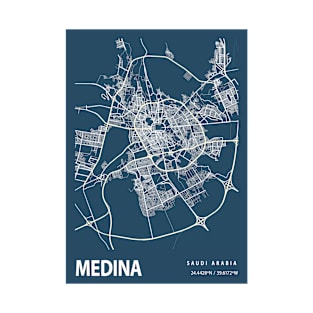 Medina Blueprint Street Map, Medina Colour Map Prints T-Shirt