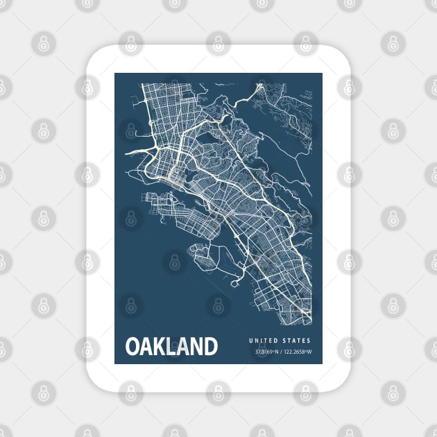 Oakland Blueprint Street Map, Oakland Colour Map Prints Magnet by tienstencil