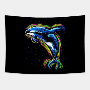 Killer Whale neon lines Tapestry