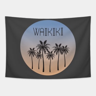 Waikiki Palm Trees Silhouette Tapestry