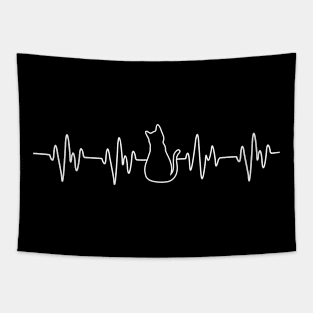 Cute Cat Heartbeat - Simple Cool and Trendy Cat Lover Tapestry