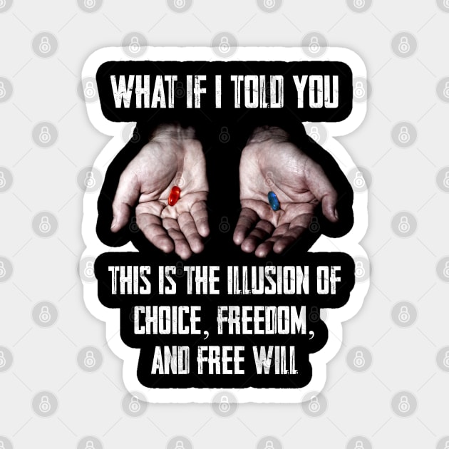 Red Pill Blue Pill MEME Freedom of Choice, Freedom, Free Will, Matrix Magnet by AltrusianGrace