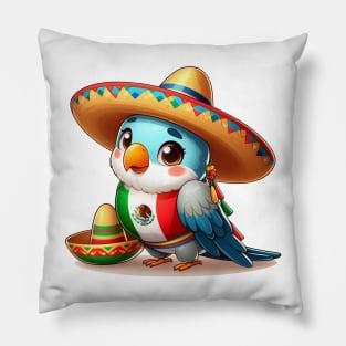 love bird wearing costum meksican Pillow