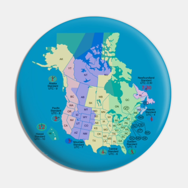 Limited Edition Exclusive Usa Canada Time Zone Map Usa Canada Time Zone Map Pin Teepublic