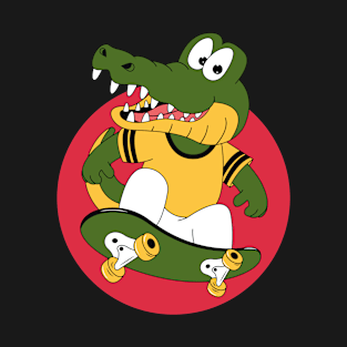 crocodile Skating funny skateboarding gift for crocodile lovers T-Shirt