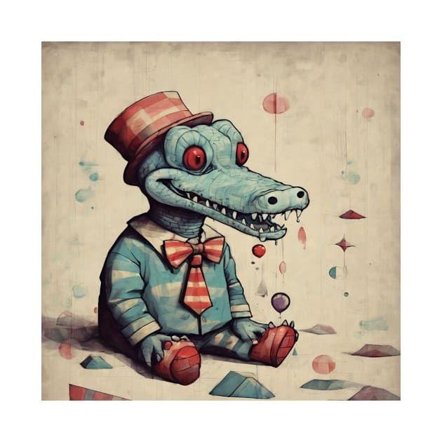 Crocodile cute retro by nonagobich