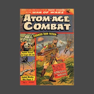 Atomic War Futuristic 1950's Retro Vintage Comic Book Cover T-Shirt