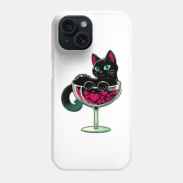 Valentines day cat bath in hearts Phone Case by Horrible Bunny