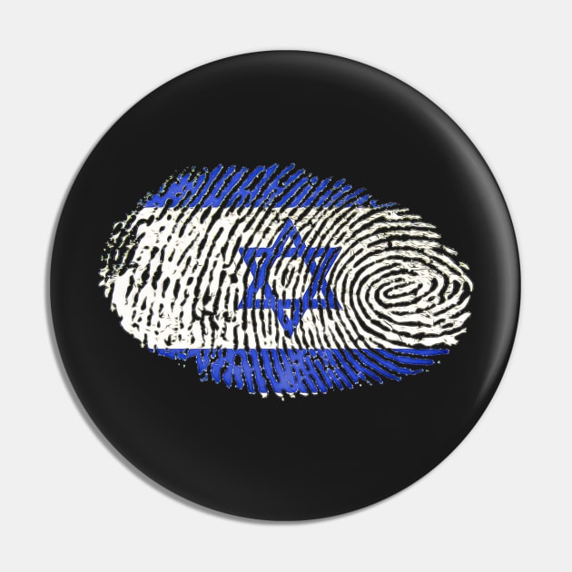 Israel Fingerprint Israeli Flag Design Jewish Heritage Gift Pin by BubbleMench