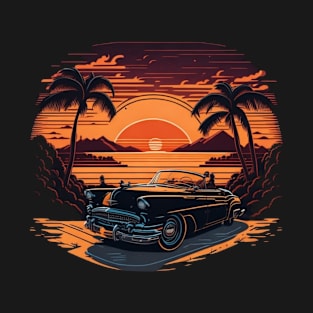 sunset retro classic car T-Shirt