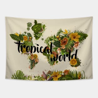 world map tropical Tapestry