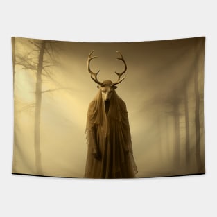 Scary Horned Demon 2: In My Nightmares on a Dark Background Tapestry