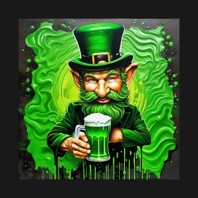 St. Patrick's Day Leprechaun Drinking Green Beer by A.i. Monster Designs